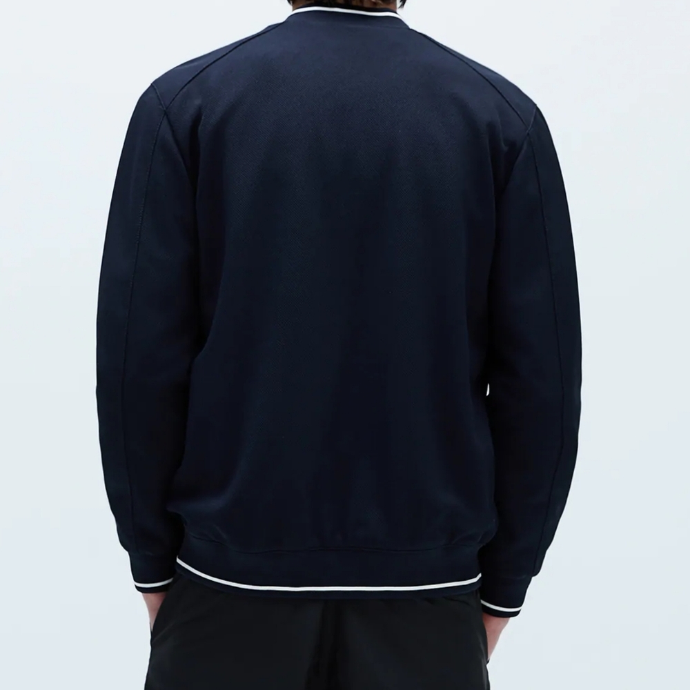 NWT Zara Men Piqué Bomber Navy Blue Jacket - Picture 2 of 5